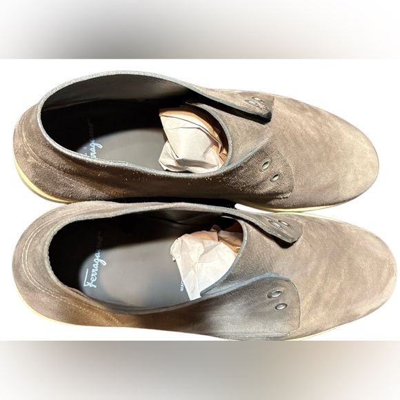 Salvador Ferragamo Men's Taupe Suede Chukka Boots - Picture 4 of 7